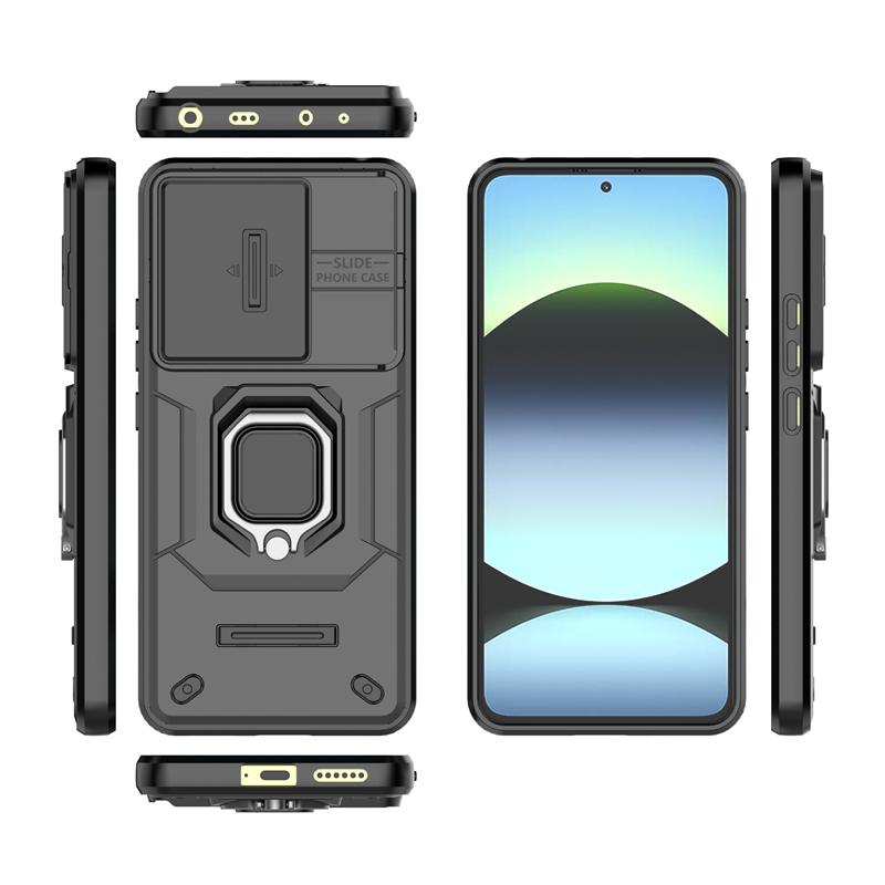 Push Window Phone Case For Redmi Note 14 4G Ring Holder Magnetic Back Cover For Redmi Note 14 4G Case For Redmi Note 14 4G Case