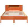 Solid Wood Bed with Shelf Without Mattress Wax Brown 140 x 190 cm