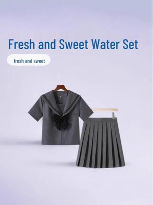 Authentic Basic Grey Two-Piece Japanese JK Uniform: Pleated Skirt & Sailor Suit Academy Style Set for Girls