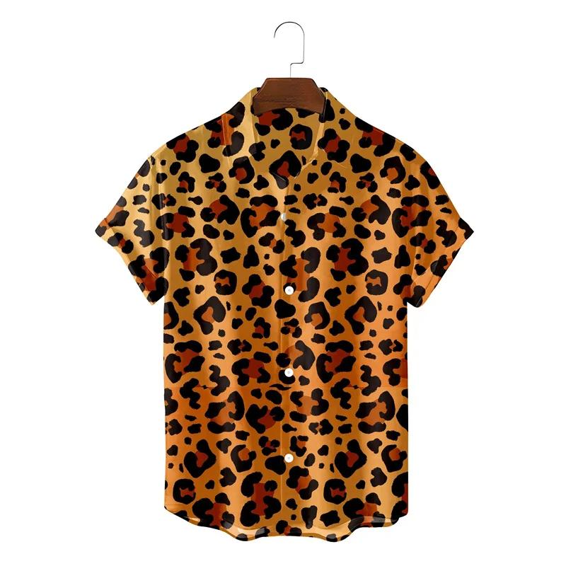Summer Fashion Shirts For Men Streetwear Leopard Print Shirt Summer Harajuku Womens Clothes Blouse Camisa Masculino