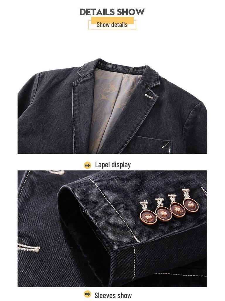 Herren British Style Baumwoll-Denim Freizeit Anzugjacke - Frühjahrs-/Herbstkollektion