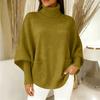 Damski modny sweter z golfem w kolorze, luźny krój, casualowy top dzianinowy