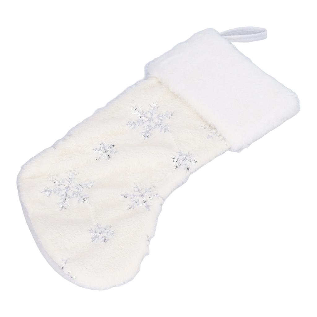 Poliesterowa zawieszka świąteczna w kształcie skarpety z haftowanym wzorem płatka śniegu, dekoracja choinkowa