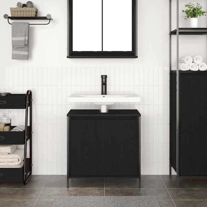 VidaXL Bathroom Vanity Unit Black 60x34.5x60 Cm, Toilet Vanity Unit, Under Sink Cabinet, Floor Cabinet of 861892