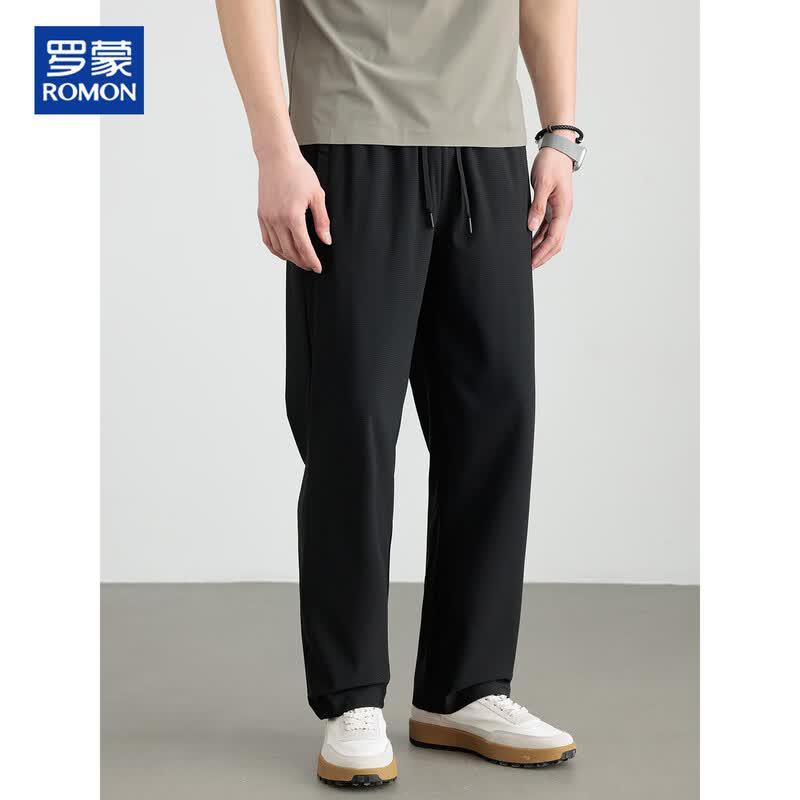 Romon Men's Ice Silk Summer Thin Straight-leg Casual Pants