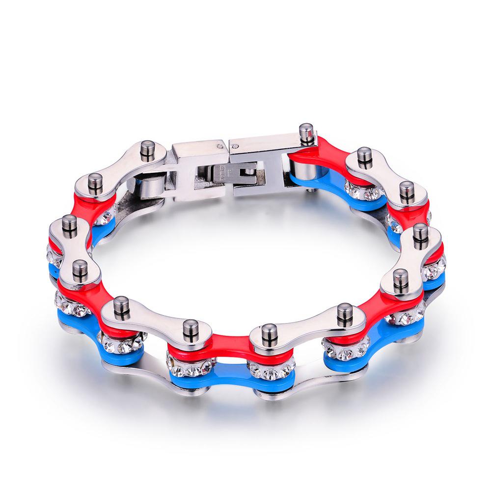 Stainless Steel Bike Chain Bracelet: Custom Colors for Couples & Bikers
