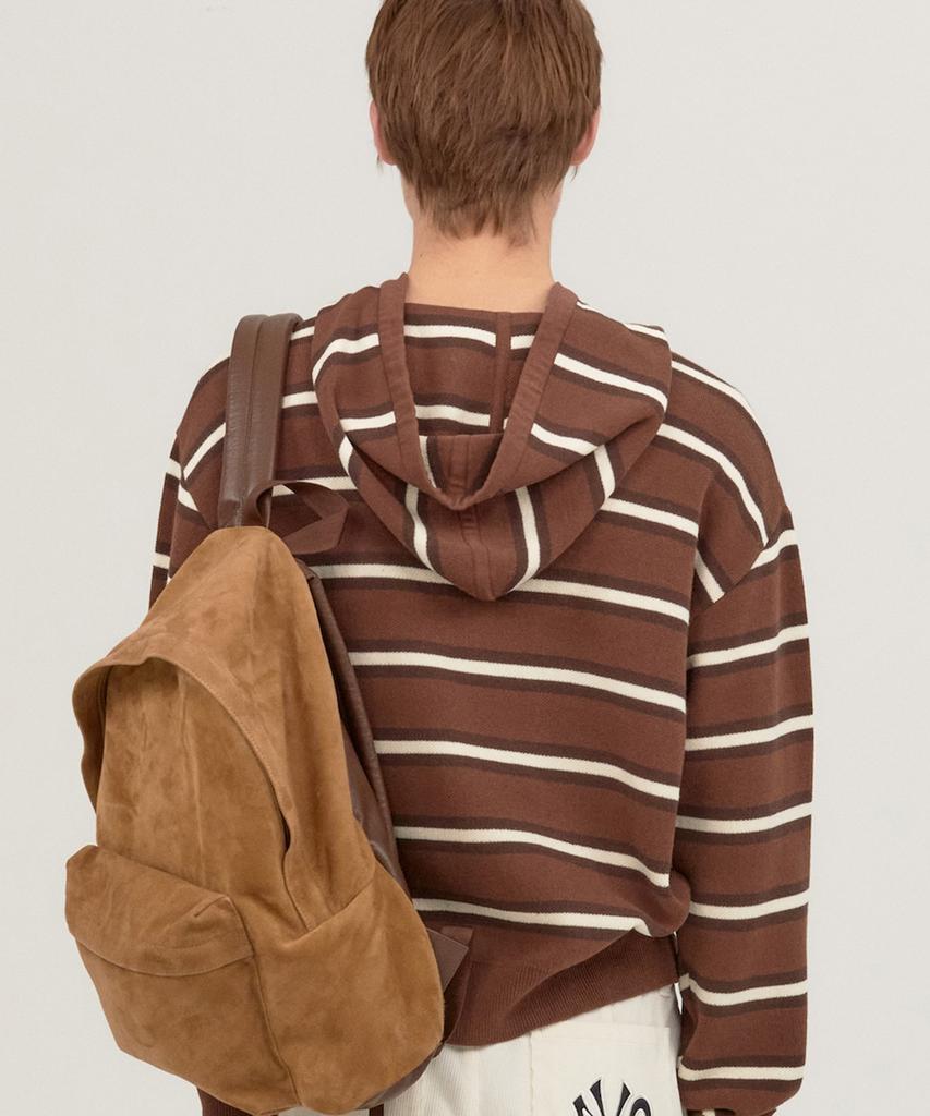 NOHANT Multi Stripe Knit Hoodie Brown