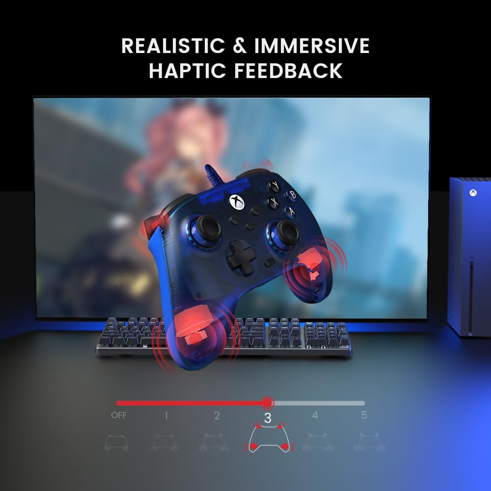 GameSir T7 Wired Game Controller for Xbox One/Xbox Series X|S/PC/Steam, with Hall Effect Sticks and Triggers, and 4 Vibration Motors (Blue)
