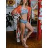 European-American Cotton Floral Kimono Cardigan - Beach Cover-up & Sun Protection 5D58
