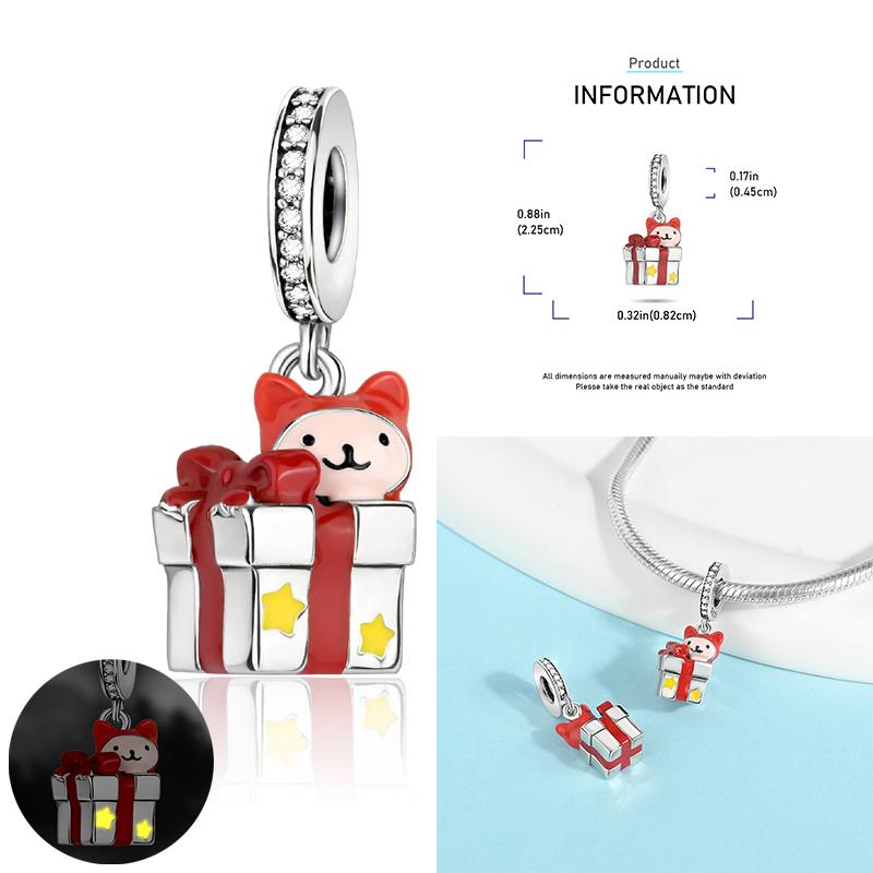 Christmas Charms Copper Elk Santa Claus Bead Snowflake Bell Snowman Charm Fit Original Bracelet Diy Jewelry