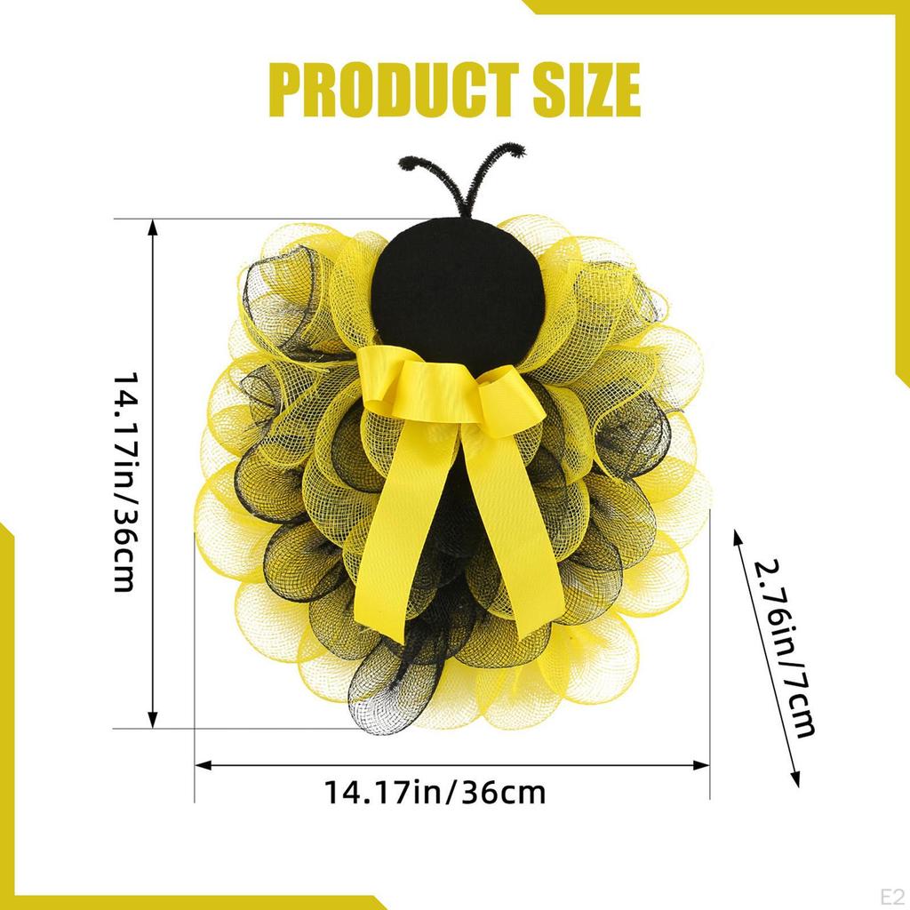 Spring Wreath Front Door Indoor Hanger 17inch Ornament Party Bee Welcome Sign Garland for Living