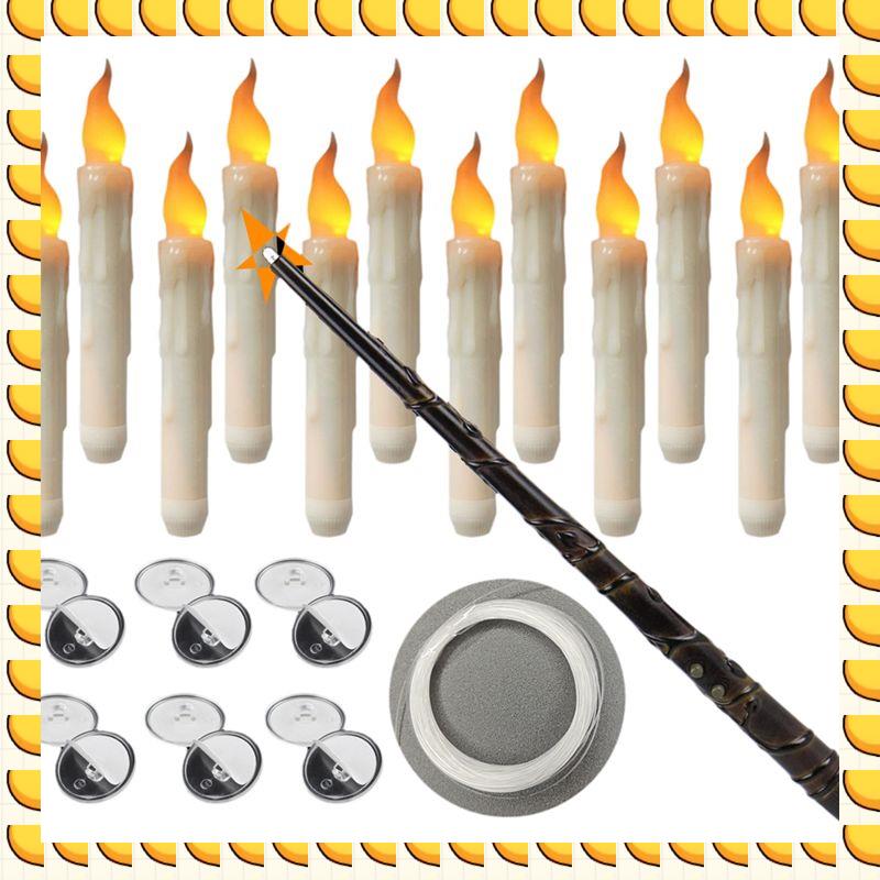 

BAAU 12PCS Floating Candle With Wand Remote Magical Floating Candle Flameless Hanging Candles For Christmas Decor B