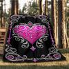 1pc Heart Ornament Outdoor Flannel Blanket Soft All Season Polyester Throw , Perfect for Picnics & Travel , Picnic Accessory