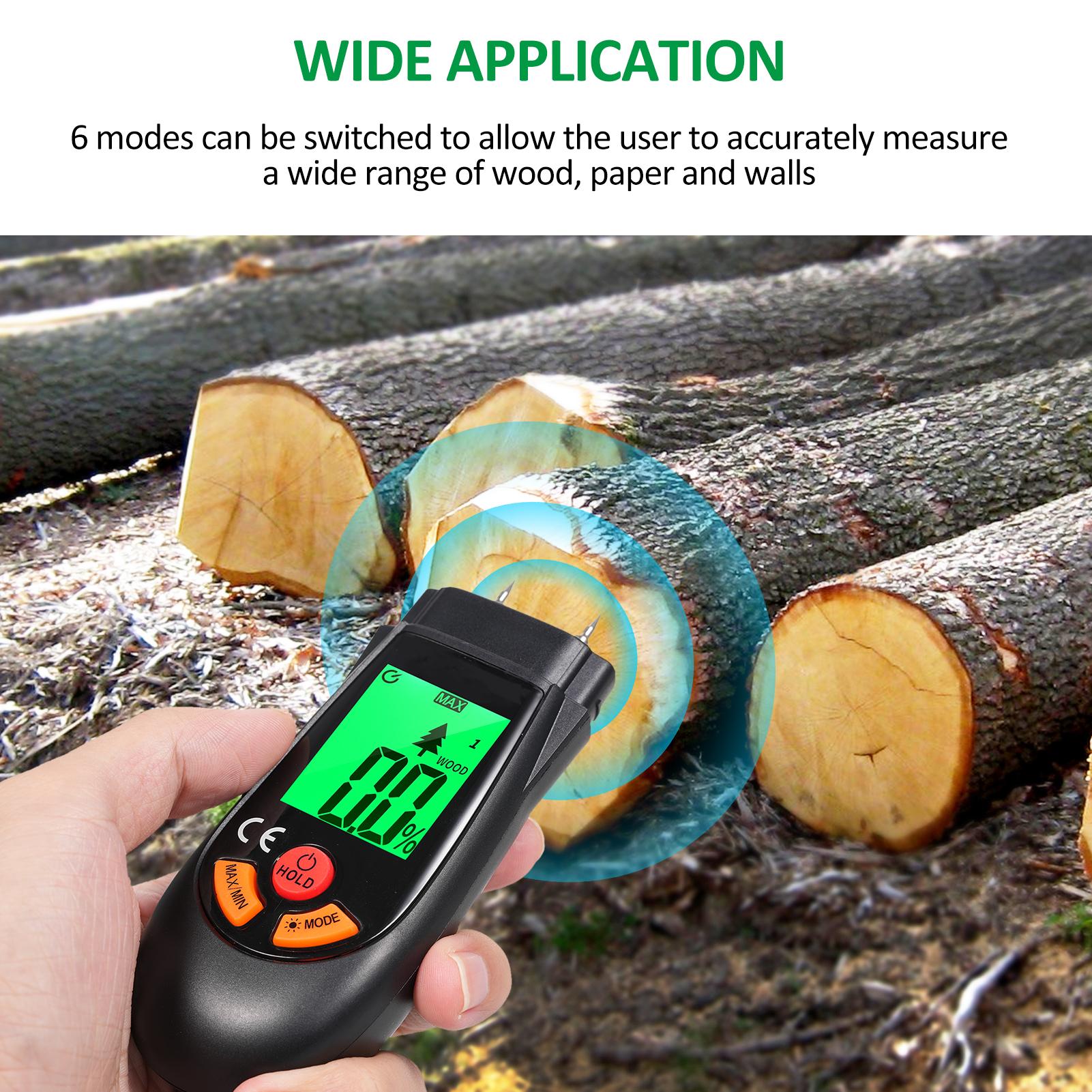 

Wood Moisture Meter Pin type Digital Moisture Detector with Backlit LCD Display 3 Colored Indicators Handheld Moisture
