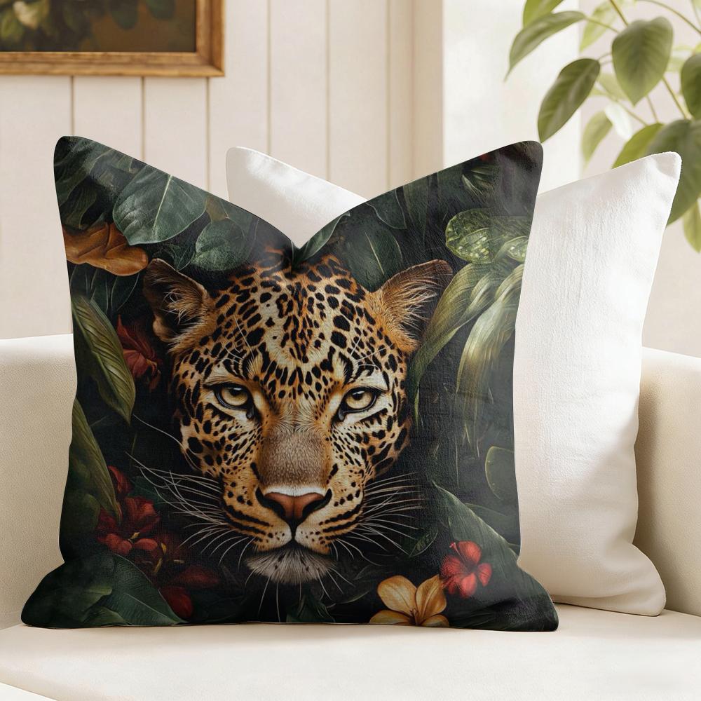 Fashion With Wreath Animals Cushion Cover Natural Linen Double Sided Print  Throw Pillow Case for Sofa Couch Home Decor