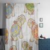 Indian Elephant Sheer Curtains for Living Room Transparent Tulle Window Treatments Bedroom Kitchen Home Decor Veil Drapes