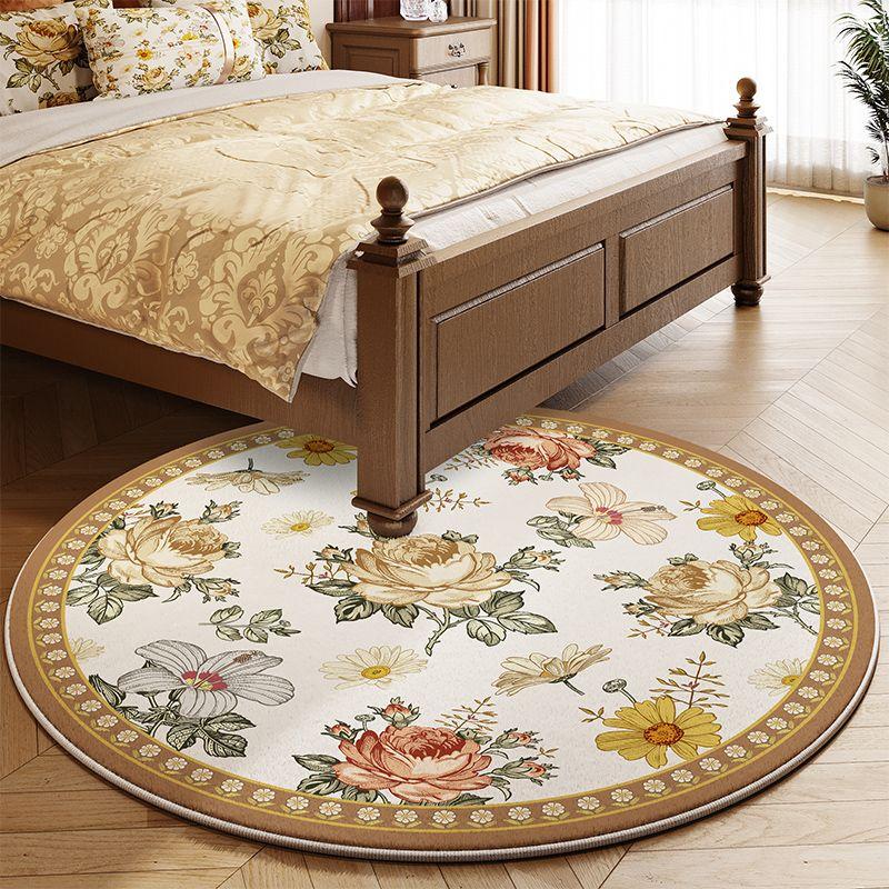 Americký retro koberec kulatý ložnicový koberec k posteli tlustý podsedák do obývacího pokoje pratelný v pračce