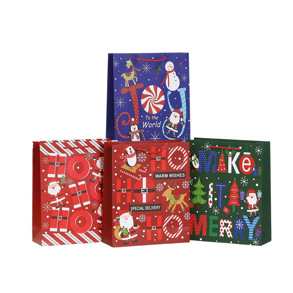 6/10pcs StoBag Christmas Party Paper Tote Bags Recyclable Gift Bags for Candy Cookies Classroom Exchange Winter Events