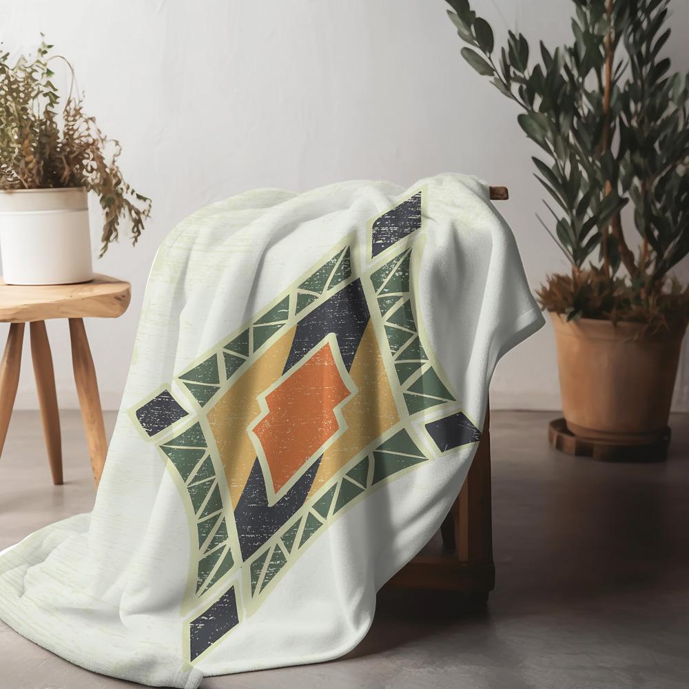 Vintage Ethnic Geometric Kilim Tribal Distressed Woven Throw Blanket Bedspread Sofa Cover