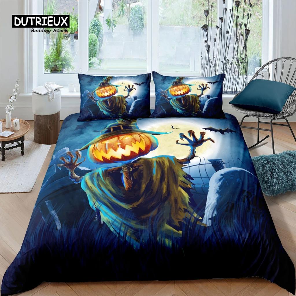 Home Living Luxury 3d Halloween Skeleton Bedding Set Duvet Cover Set Pillowcase Kids Bedding Set Queen and King EUUSAUUK Size