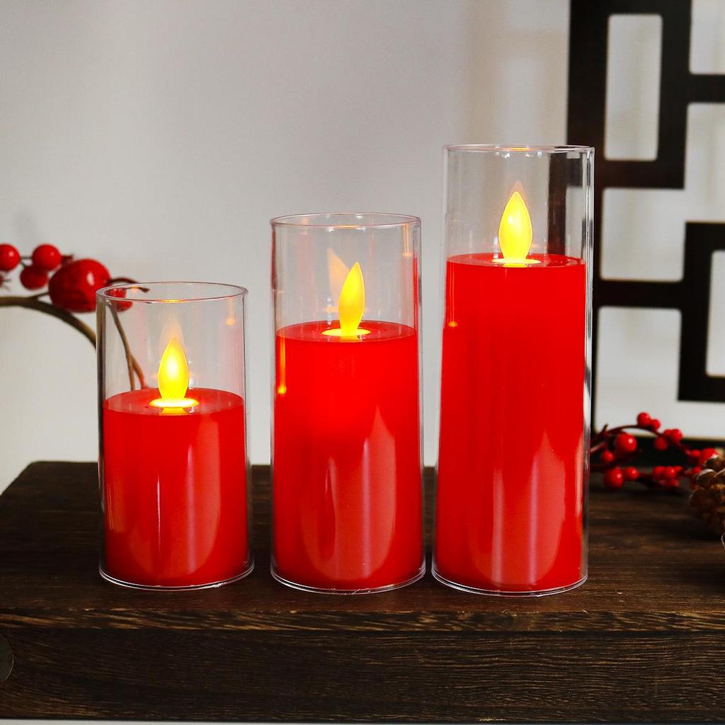 LED Red Candle Light: Creative Night Light, Large Smokeless Buddha Offering Simulation Prop