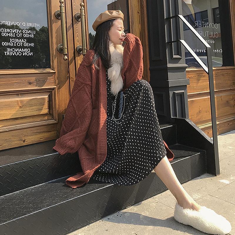 Women Long Sleeve Long Hooded Cardigans Sweater Loose Knitted Sweaters Cardigan Outwear Coat