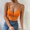 Autumn Lace Trim Deep V Backless Spaghetti Strap Bodysuit