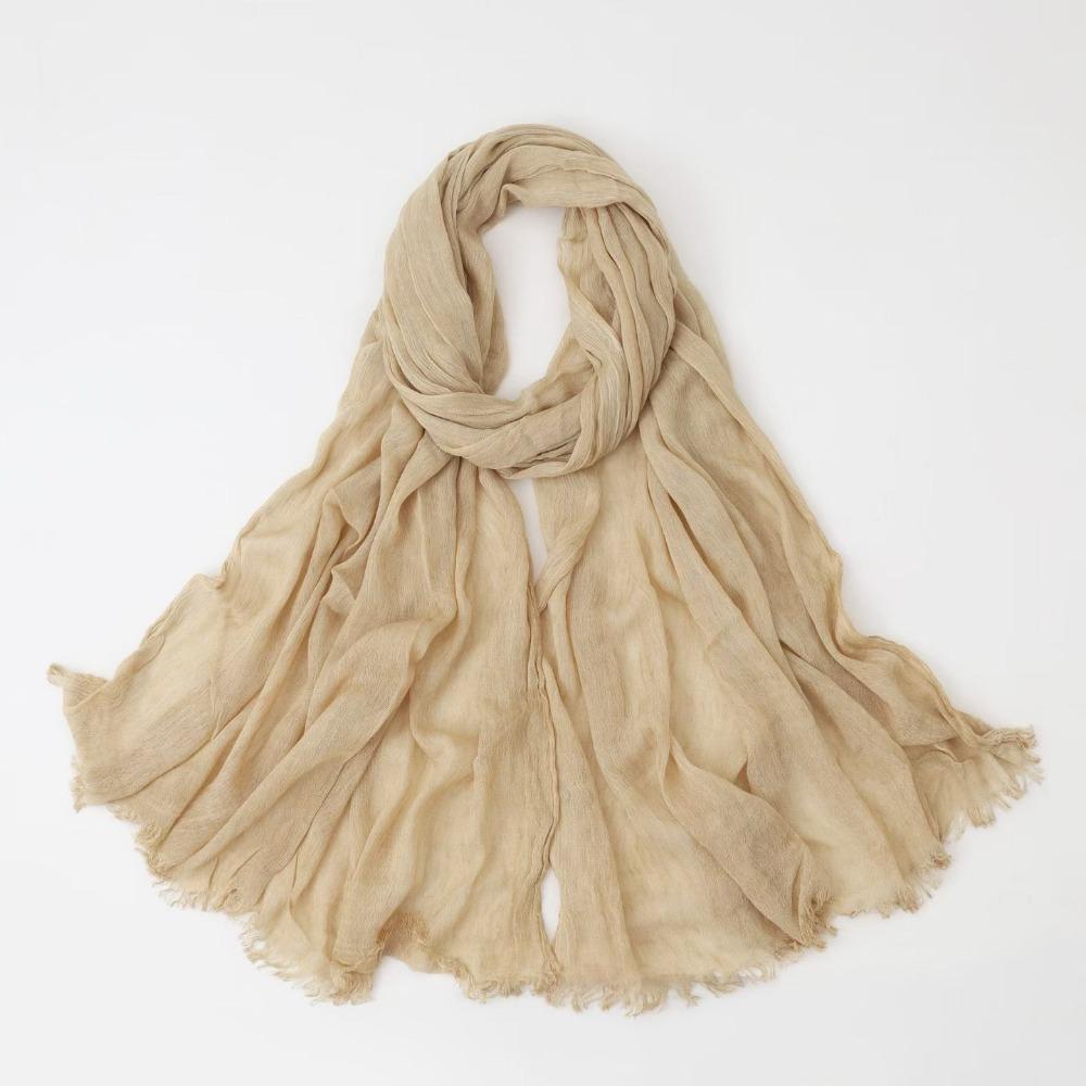 Solid Color Crinkle Hijabs Tie-dye Rayon Female Turban Women Muslim Scarf Shawls Four Seasons