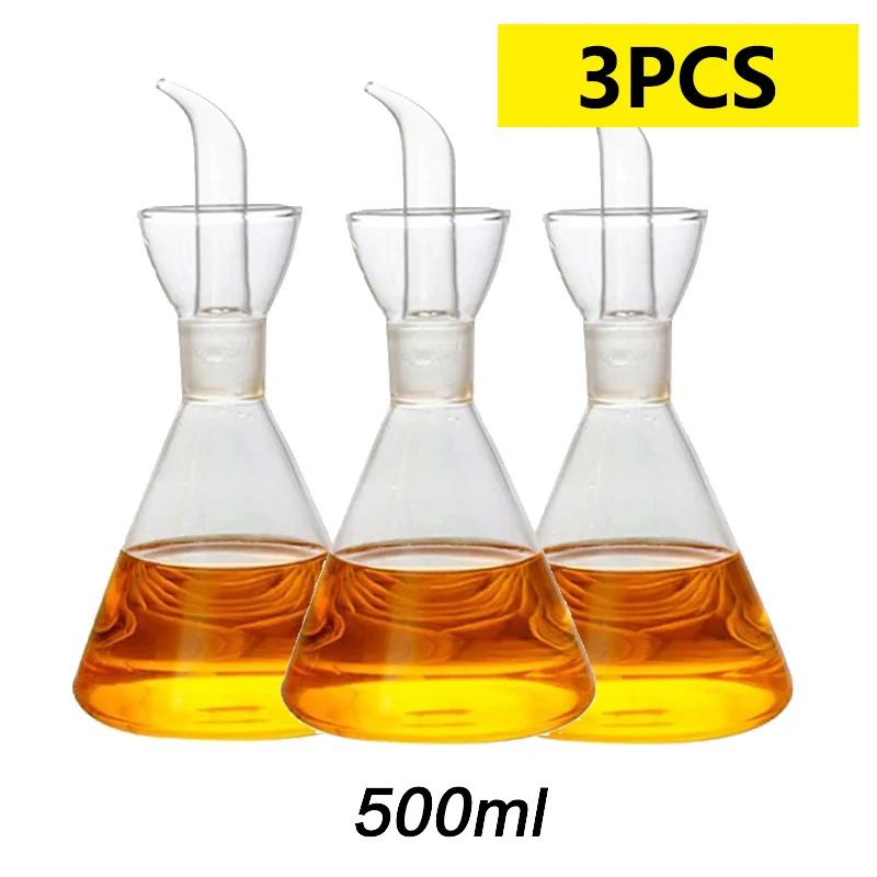 High Borosilicate Glass Anti-drip Oil Bottle Household Leak-proof Oil Vinegar Pots Kitchen Soy Sauce Seasoning Oil Pot Tool