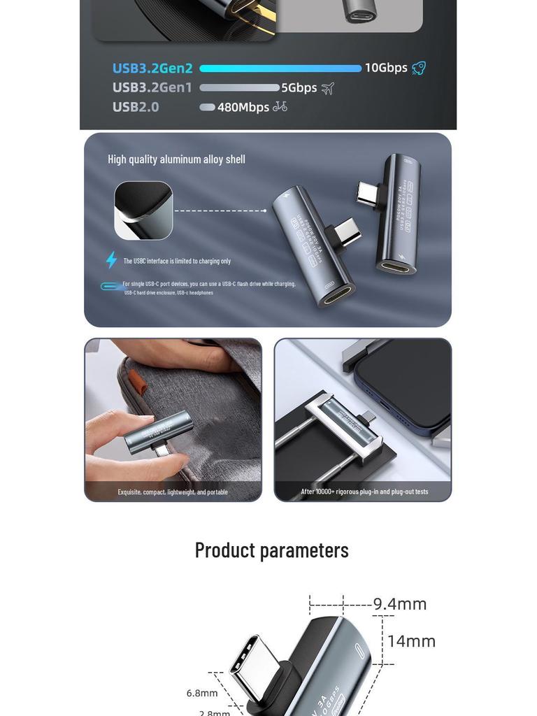 USB-C To 3.2 Adapter: PD 60W Fast Charge & Music Converter, Supports External Video Recording, Multi-Device Compatible