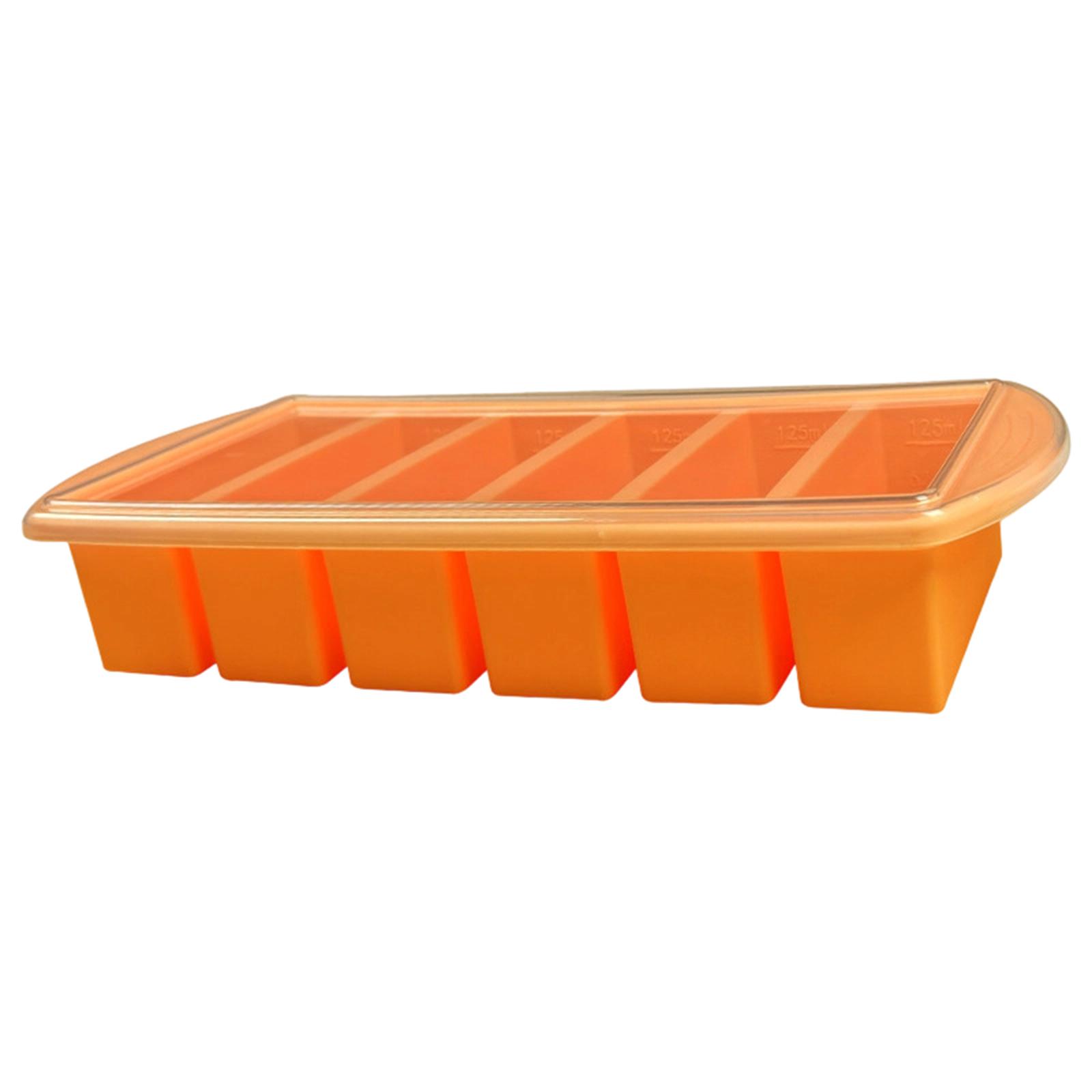 Covered Silicone Ices Cubes Tray For Freezing Storage Box Ices Block Mold оранжевый