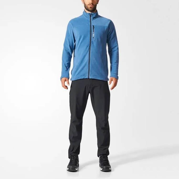 Adidas Casual Sports Fleece Stand Collar Slim Fit Jacket Men Jackets Blue BP9686