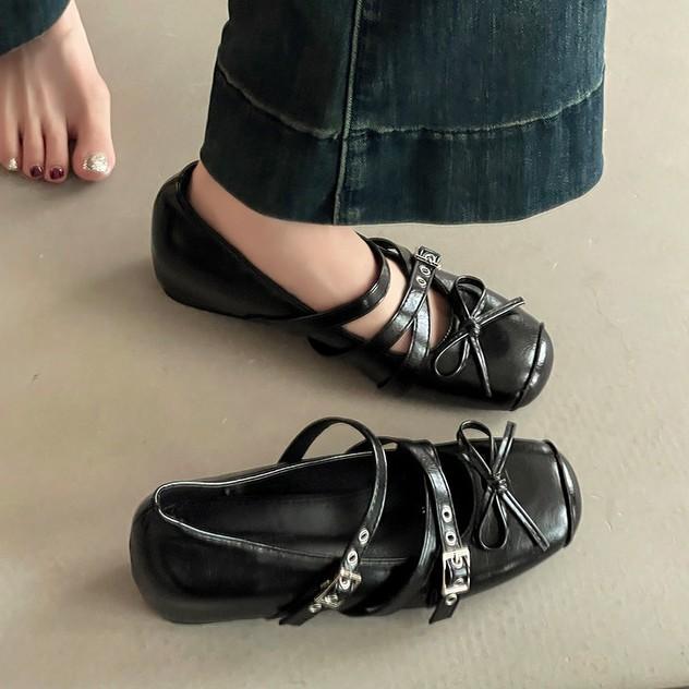 French retro design square head ballet Mary Jane shoes women's 2025 summer new small leather shoes with skirt
