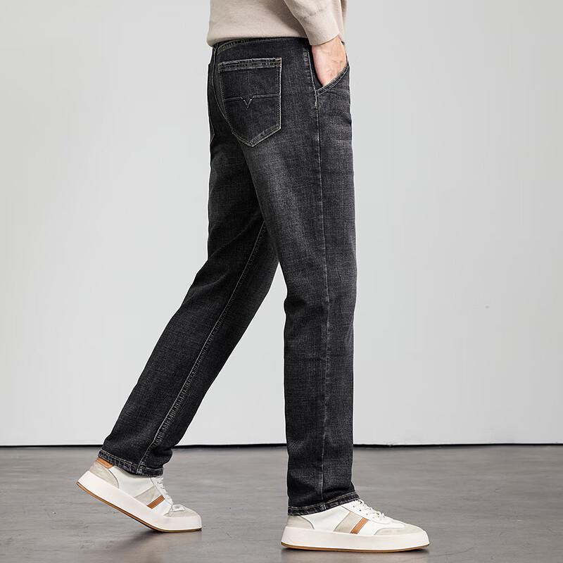 FaPai Men's High-Cotton Washed Straight-Leg Jeans