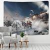 Christmas Art Wall Hanging Tapestry Christmas Tree and Cat Christmas Animal New Years Party Elk Yoga Blanket