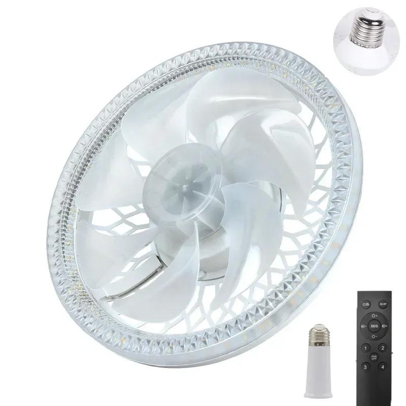 

Современный потолочный вентилятор со светодиодной подсветкой и пультом дистанционного управления, люстра-вентилятор с цоколем E27, 4 скорости, бесшумный, мощный, для комнаты, домашнее освещение AC 85-265V