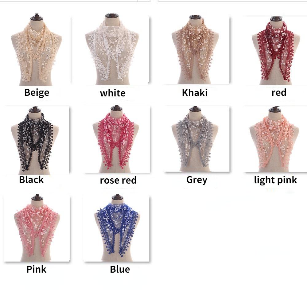 Women Triangle Scarf for Church Prayer Shawl Embroidered Lace Veil Floral Headcovering Tassel Veils Mantillas for the Church's