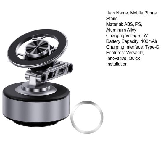 Foldable Magnetic Car Phone Holder 360 Degrees Rotatable Vacuum Suction Phone Mount for Dashboard Windshield Hands-Free Navigation Phone Stand