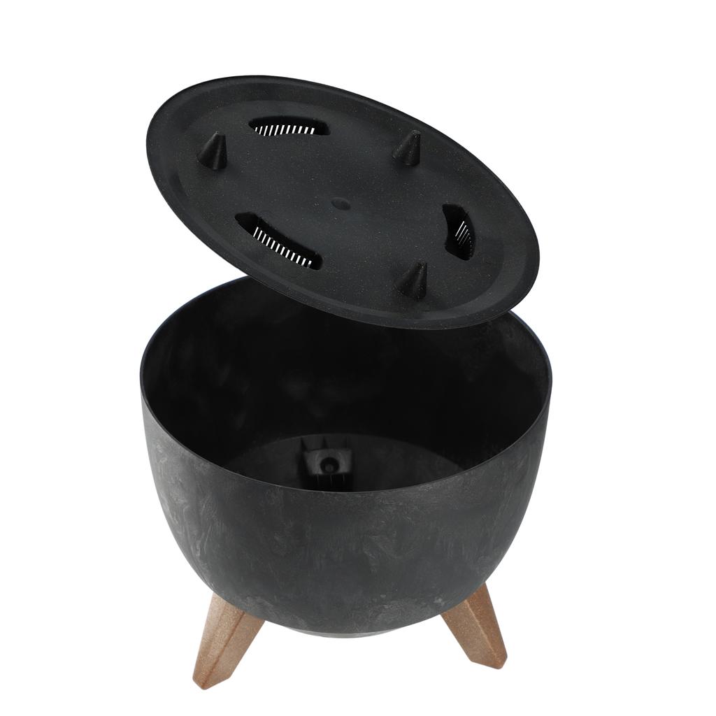 KADAX Flower Pot Planter 29cm Cover + Insert Legs Cork Flower Stand Black