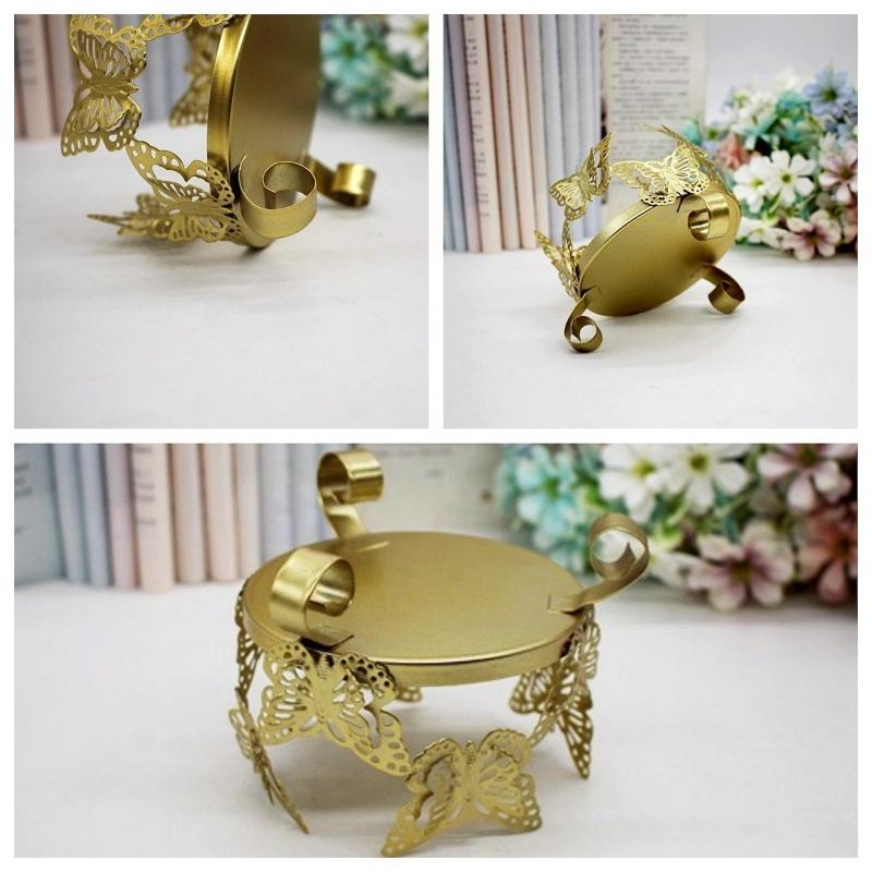 Iron Butterfly Decorative Candlestick Holder Art Tealight Candle Holder Golden Cup Candlestick for Home Table Decoration