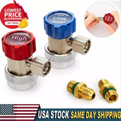 R134A H/L Auto Car Quick Coupler Connector Brass Plating Adapter Air Conditioning Refrigerant Adjustable AC Manifold Gauge