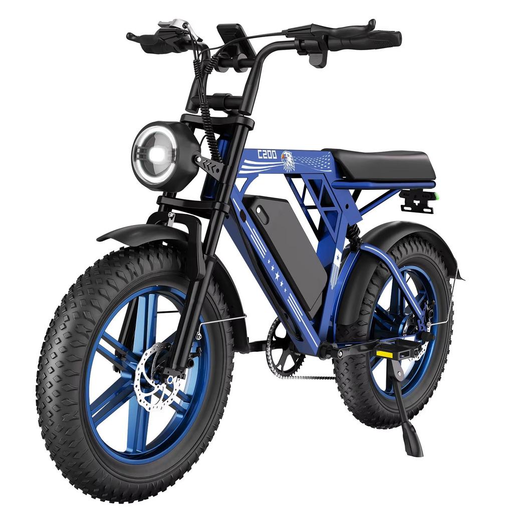 HiQiS Electric Bicycle C200 48V 17.5AH Battery Maximum Range 90KM 1000W Motor 25km/h Speed 20 Inch Fat Tire All Terrain Electric Bicycle