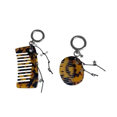 Multipurpose Comb Key Holder Hair Accessory Lightweight Acrylic Alloy Hair Grooming Keychain  For Gift Giving