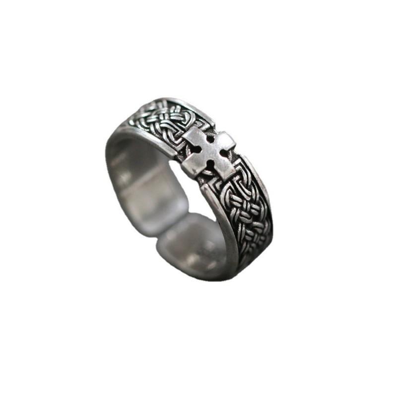 Adjustable Open Ring With Celtic Knot Design Handmade Plated Unisex Vintage Style Jewelry