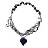 American Heavy Industry Heart-shaped Beaded Necklace, - Female Instagram Hip-hop Cold Retro Collarbone Chain.