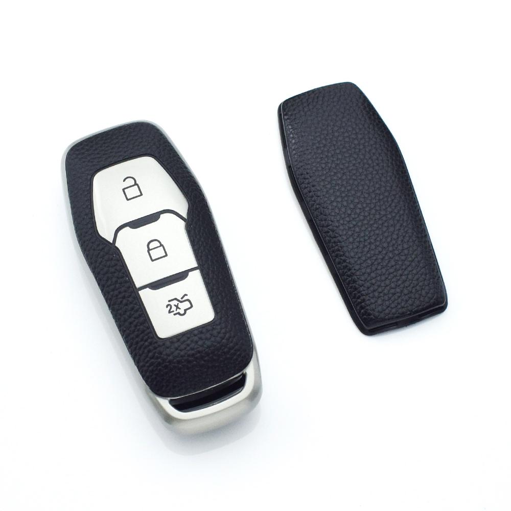 

TPU Leather Car Smart Key Case Cover Fob Protector For Ford F-150 Mondeo Galaxy S-Max Explorer Edge Mustang Ranger 2015 - 2018 срібний