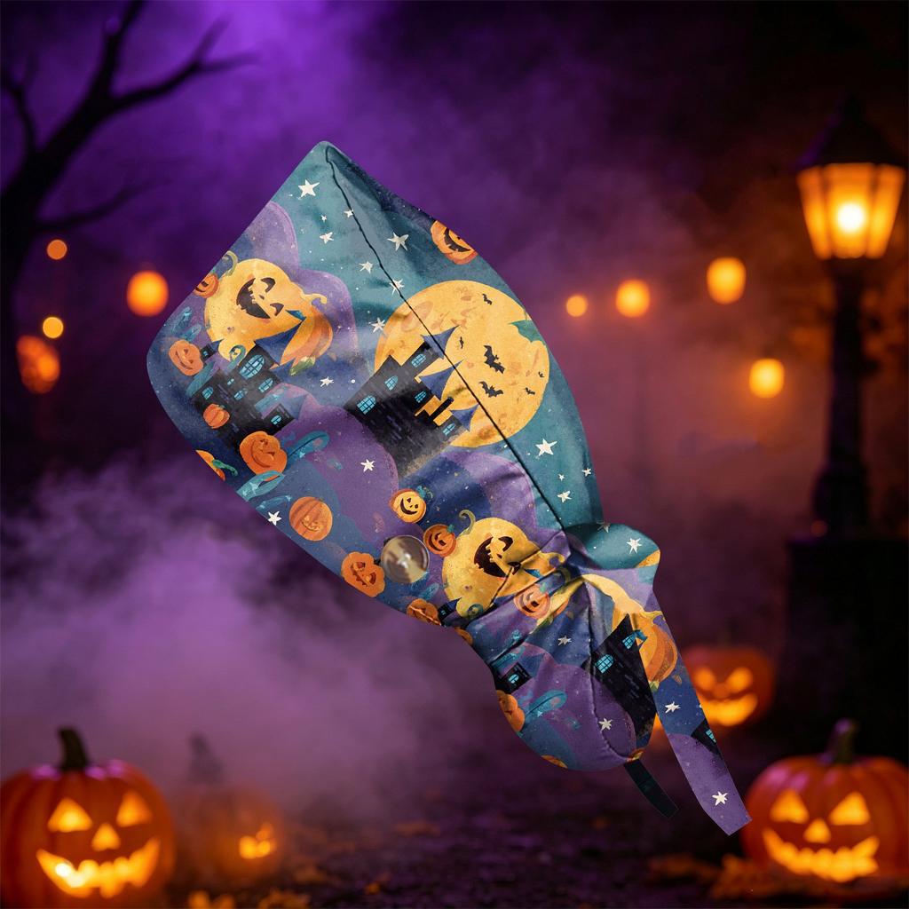 Women's Casual Halloween Printed Work for Ponytail, Shower and Hair Wrap