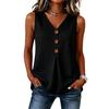 Women's Casual V Neck Sleeveless Button Front Top Linen Blend Relaxed Fit Summer Blouse Lightweight Breathable Fabric