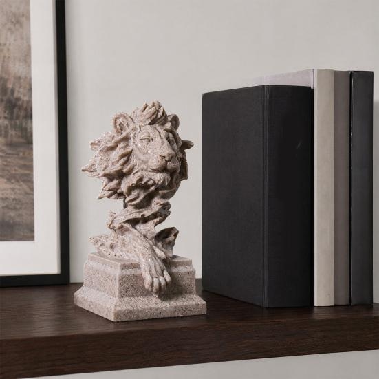 jijijing Lion Bust Statue, King of Beasts Figurine, Resin Animal Head Sculpture for Home Office Living Room Decor