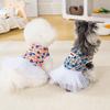 Floral Dog Dress Small Dogs Dress with White Tulle Skirt Summer Tutu Dress for Puppies Bichon Frise Schnauzer Small Breeds